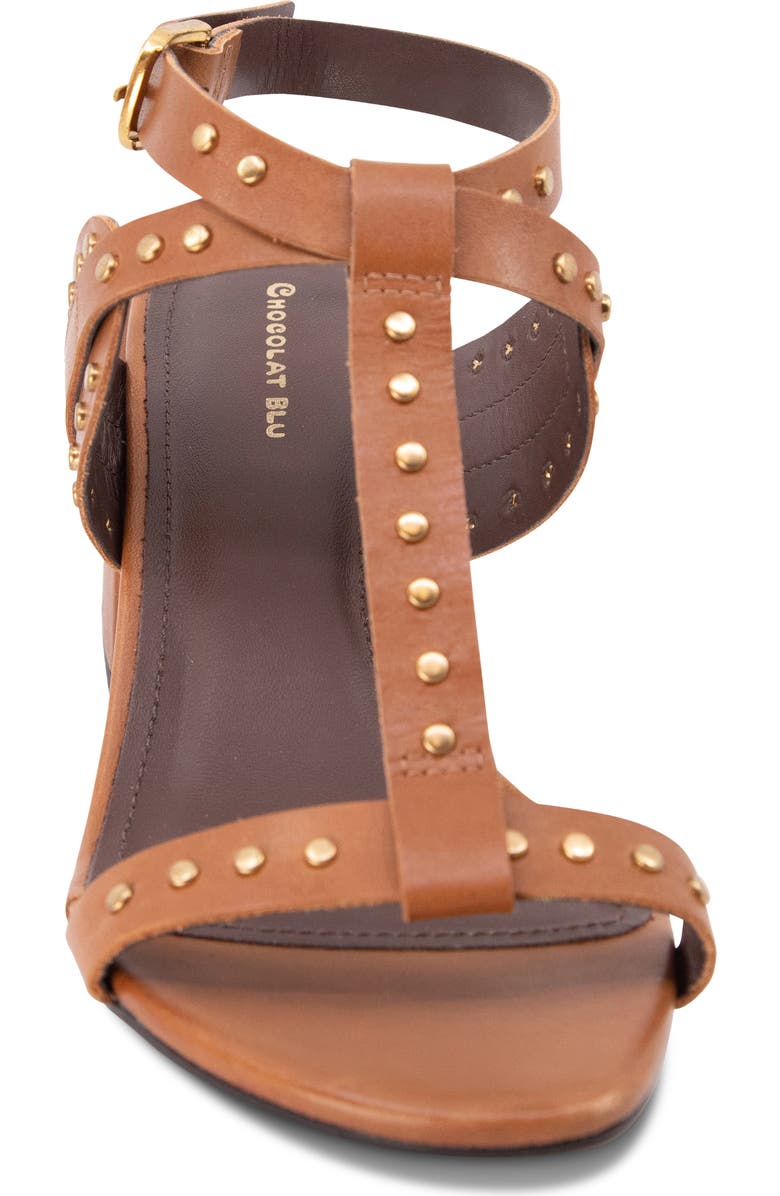 Chocolat Blu Edella Studded Ankle Strap Sandal, Alternate, color, Whiskey Leather
