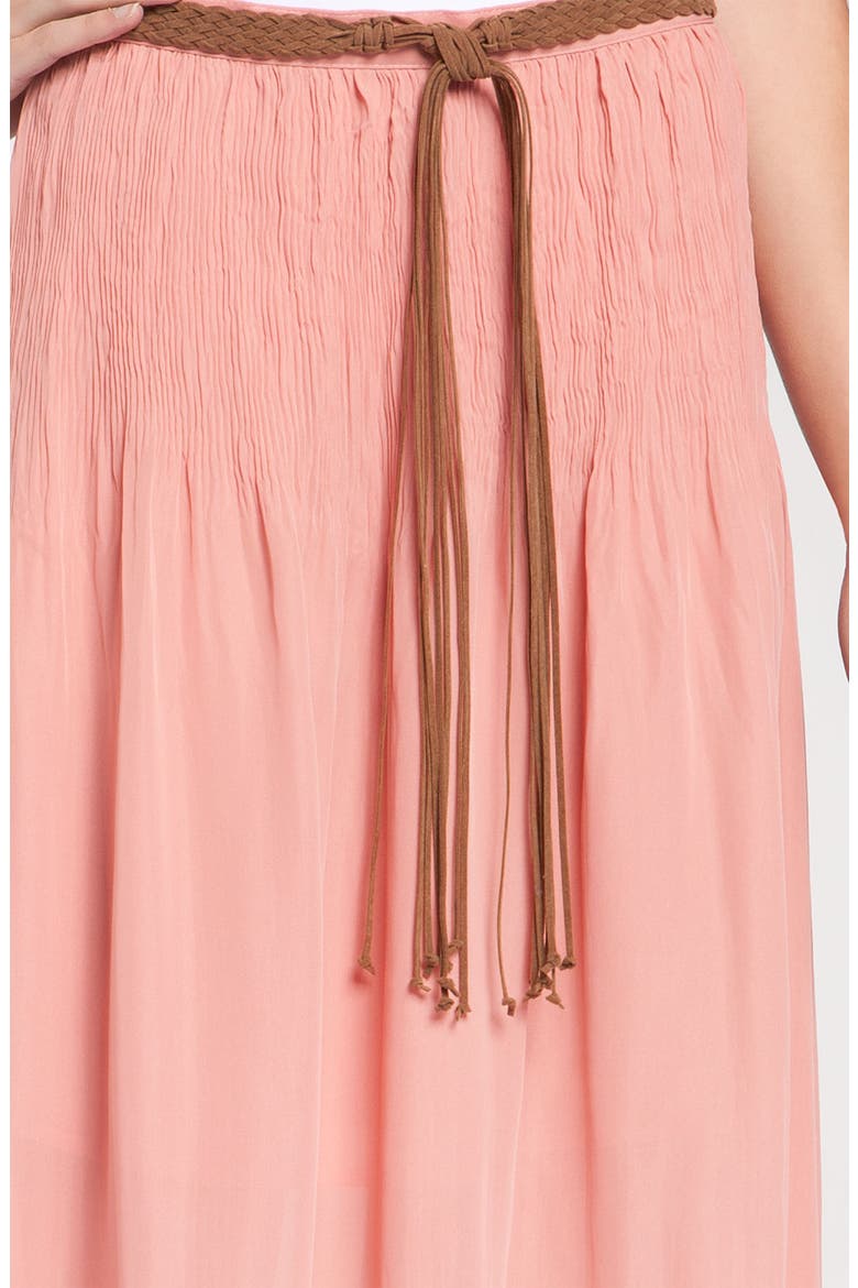 'Leotie' Crinkled Asymmetric Maxi Skirt, Alternate, color, ADOBE