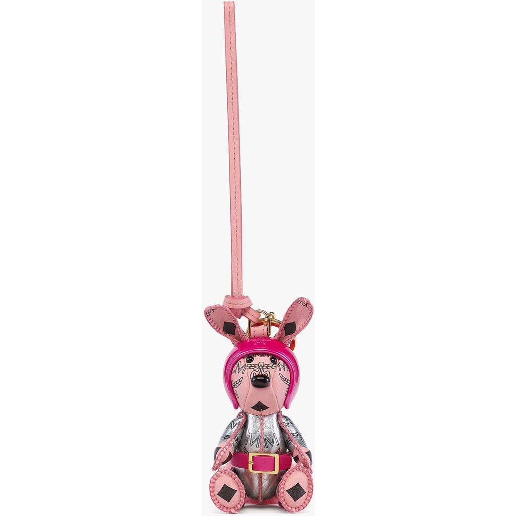 Mcm Aren Space Rabbit Charm In Pink