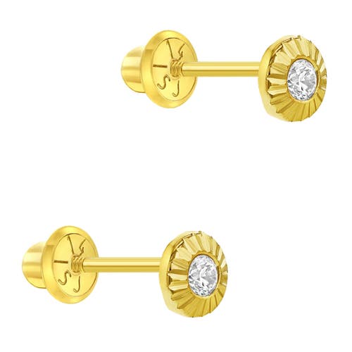 In Season Jewelry 14k Radiant Setting Cubic Zirconia Earrings In Gold