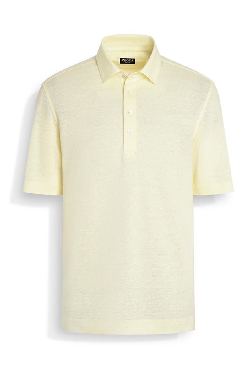 ZEGNA Linen Polo, Alternate, color, Light Yellow Solid