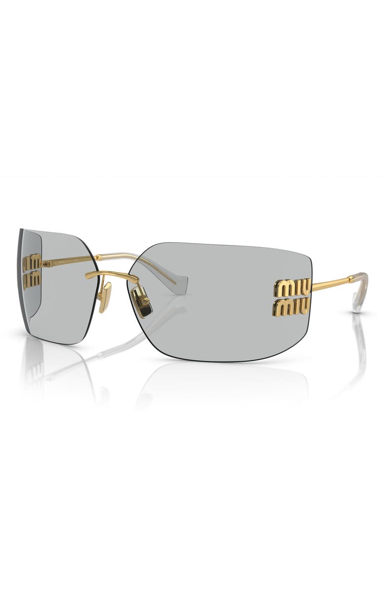 Miu Miu 80mm Oversize Irregular Sunglasses, Alternate, color, Gold / Light Grey