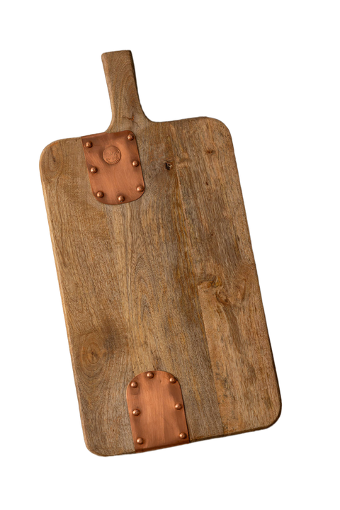 Vintage Inspired Wooden Charcuterie Board with Handmade Copper Details