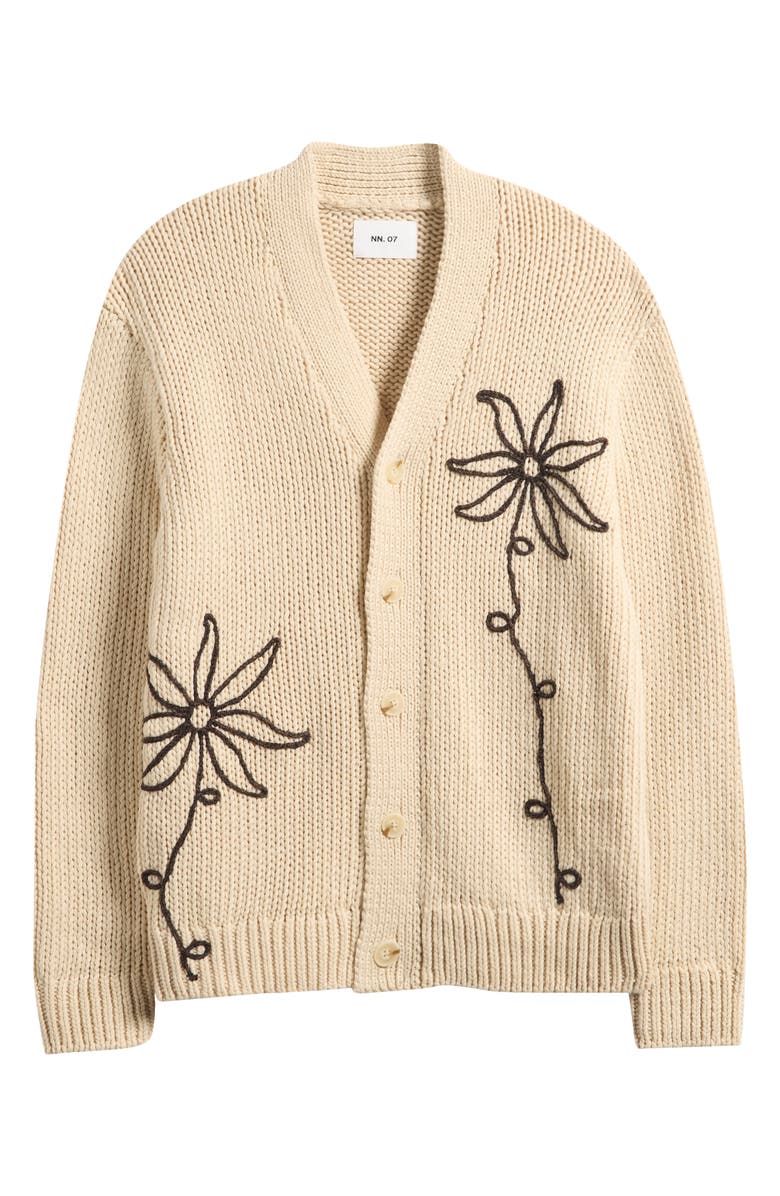 NN07 Mika 6620 Flower Embroidered Recycled Polyester Blend Cardigan, Alternate, color, Ecru