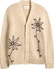 NN07 Mika 6620 Flower Embroidered Recycled Polyester Blend Cardigan