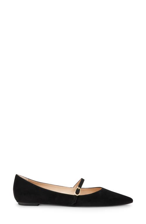 Stuart Weitzman Emilia Leather Mary Jane Point-toe Flats In Black/black