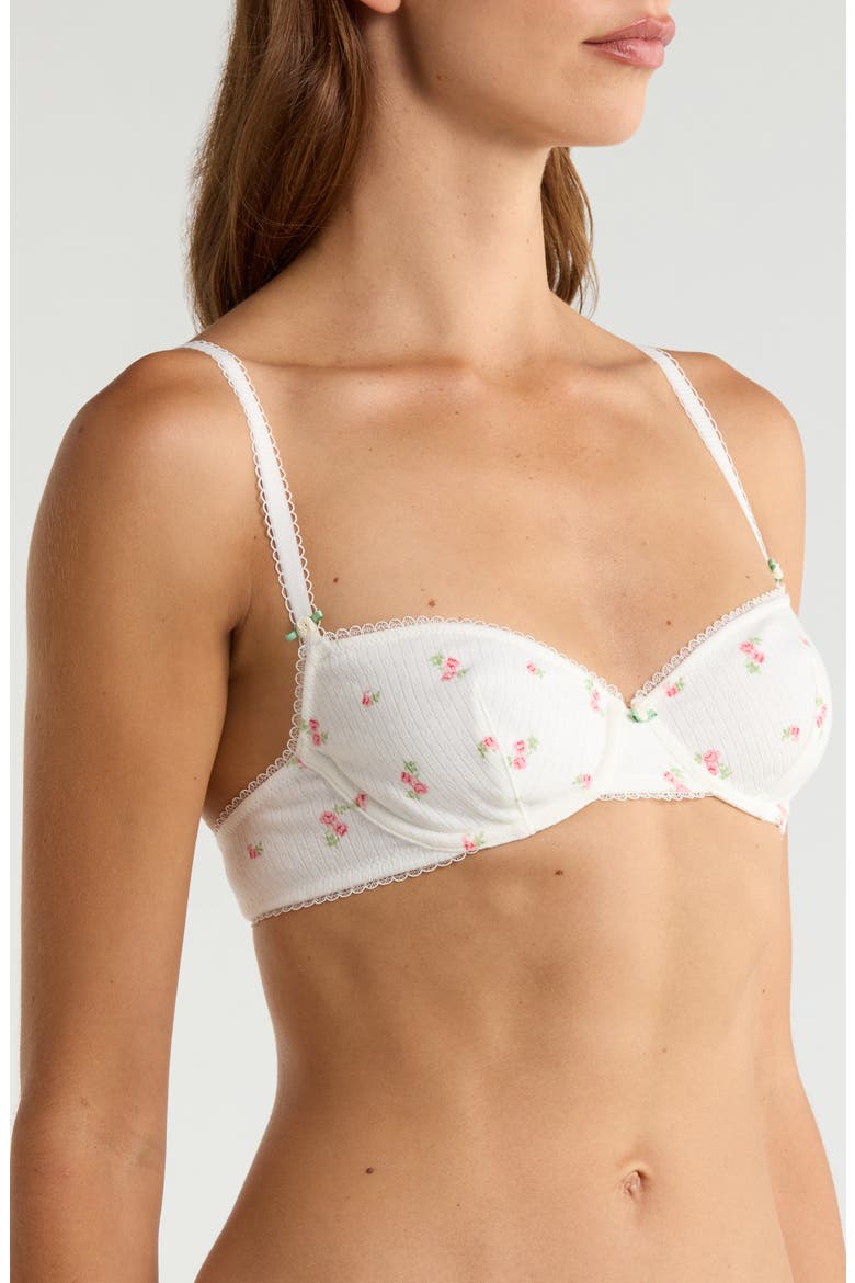 Sleepover Classique Underwire Stretch Cotton Balconette Bra, Alternate, color, PRINT ECRU BACKGR