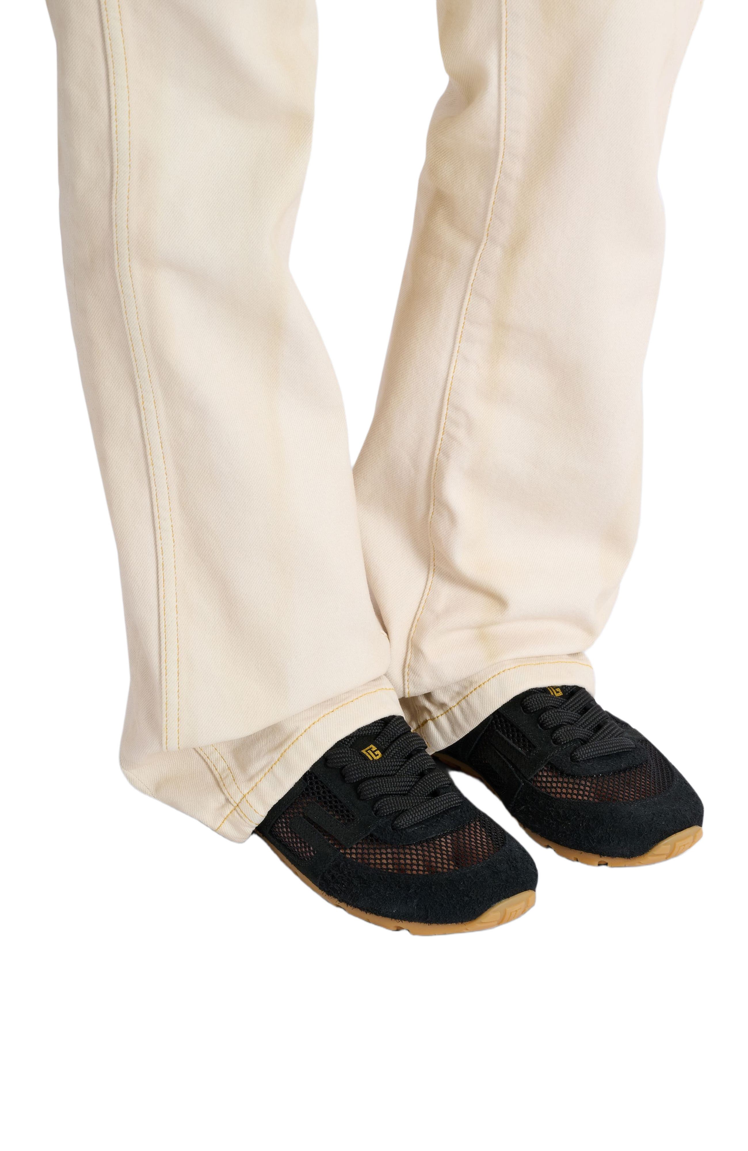 Balmain Racer 45 trainers in calfskin, suede and nylon, Alternate, color, Black