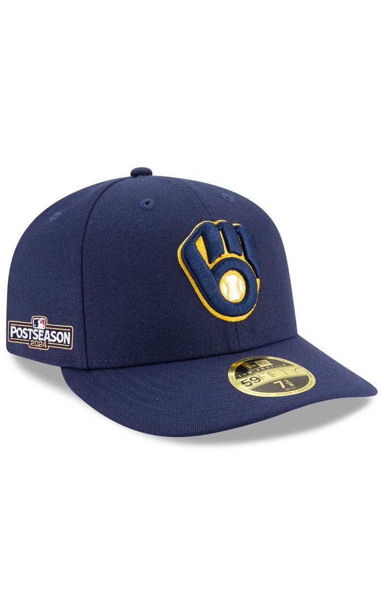New Era Men's New Era Navy Milwaukee Brewers 2024 MLB Postseason Side Patch Low Profile 59FIFTY Fitted Hat, Alternate, color, 