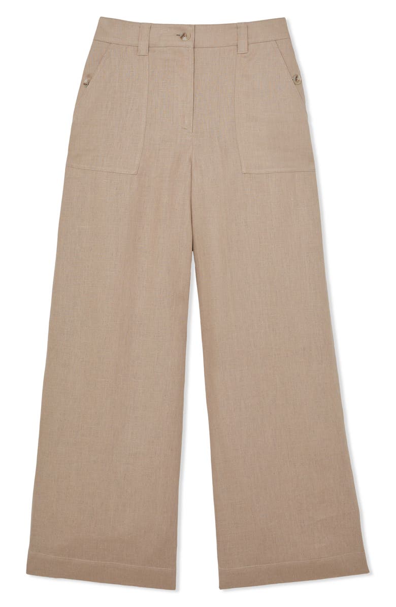 Reiss Ashby Wide Leg Linen Pants, Alternate, color, Neutral