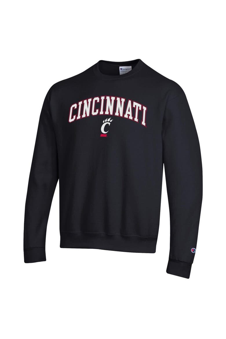 Men's Champion  Black Cincinnati Bearcats Arch Over Logo Pullover Sweatshirt, Alternate, color, Black