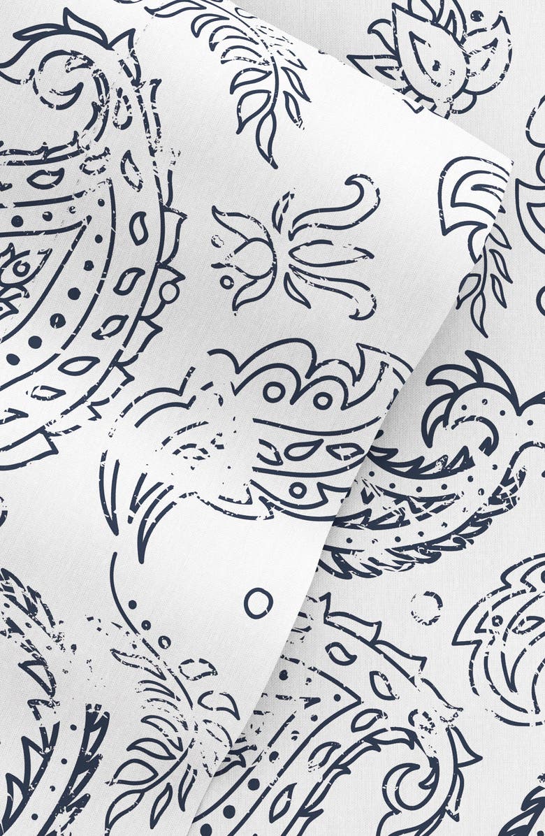 HOMESPUN HOME SPUN Premium Ultra Soft Coarse Paisley Pattern 4-Piece Bed Sheets Set, Alternate, color, Navy