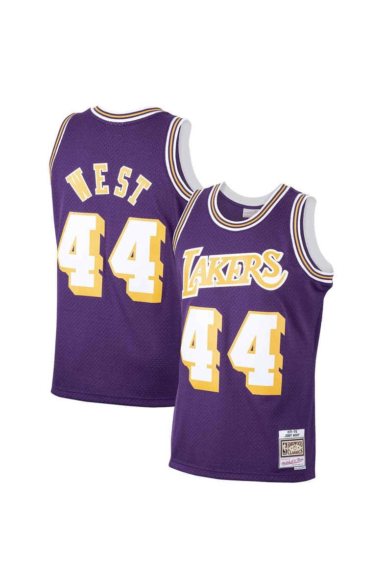 Mitchell & Ness Men's Mitchell & Ness Jerry West Purple Los Angeles Lakers Hardwood Classics Swingman Jersey, Alternate, color, 