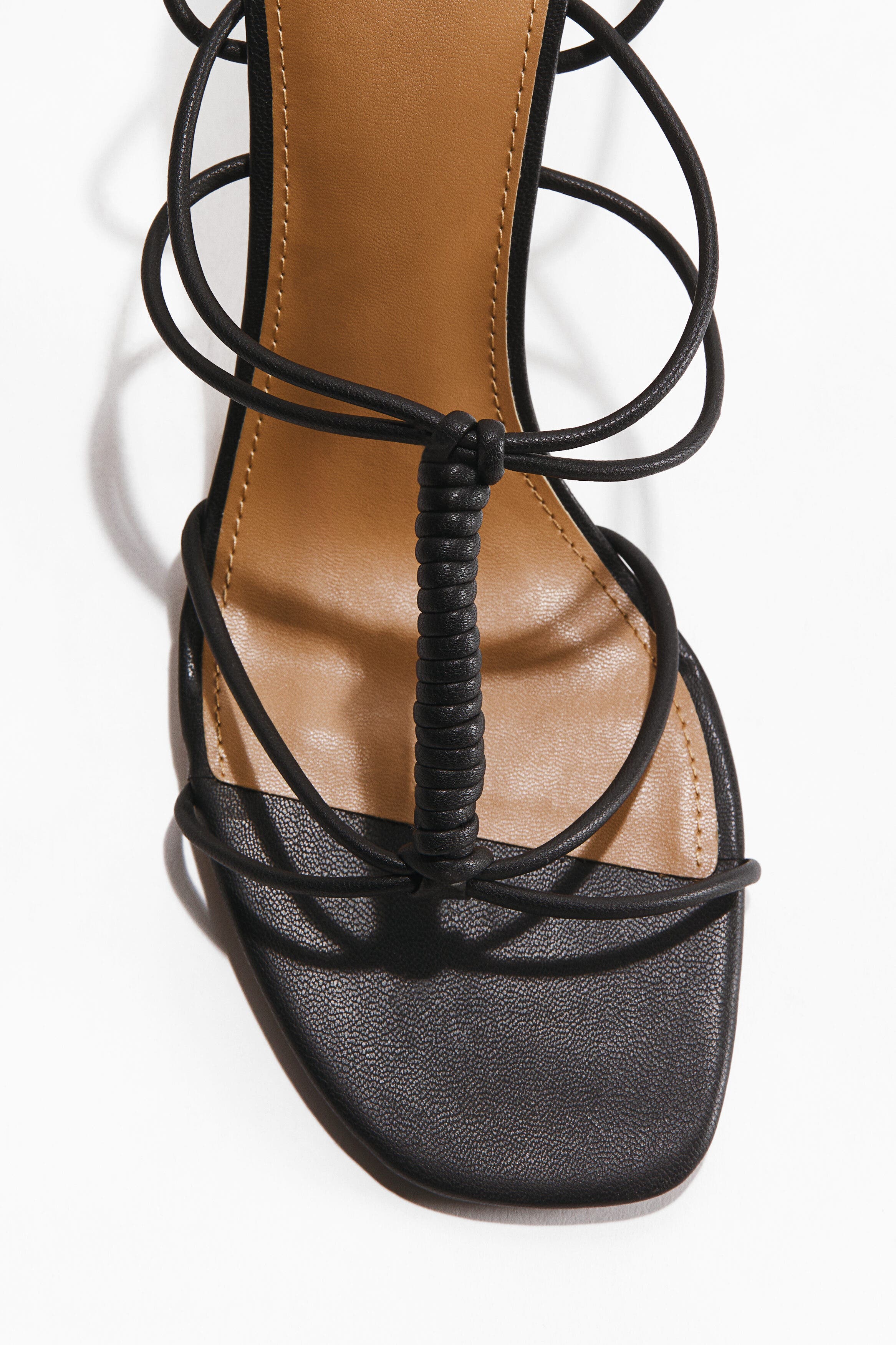 H&M Heeled Strappy Sandals, Alternate, color, Black