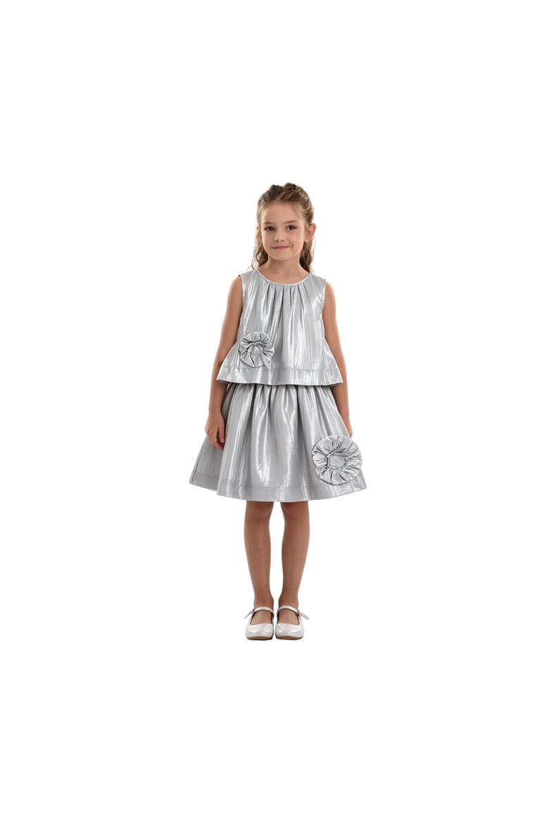 Nerissa Bloom Skirt Set, Alternate, color, Silver