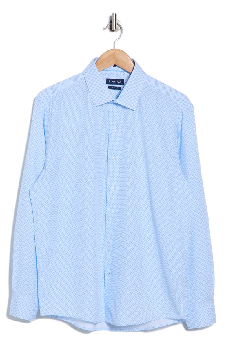 Nautica Slim Fit Geo Print Dress Shirt, Main, color, Light Blue