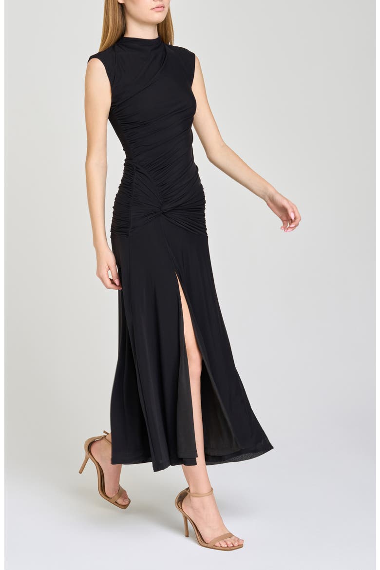 Sarielle Ruched Maxi Dress, Alternate, color, BLACK