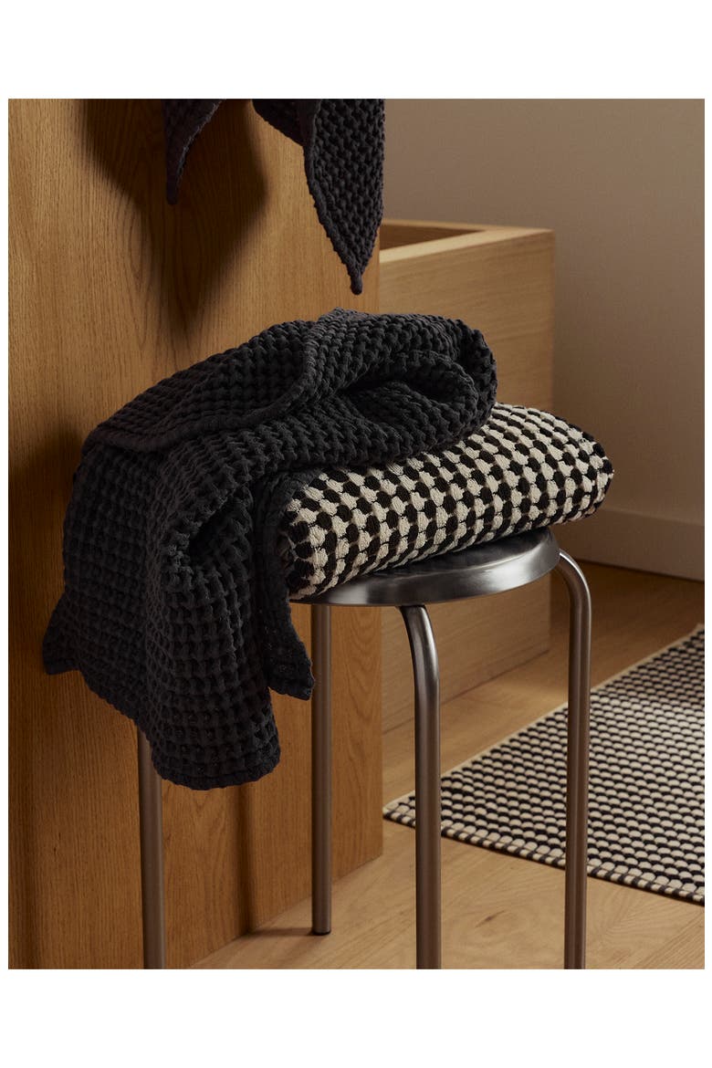 Waffle Hand Towel, Alternate, color, ONYX