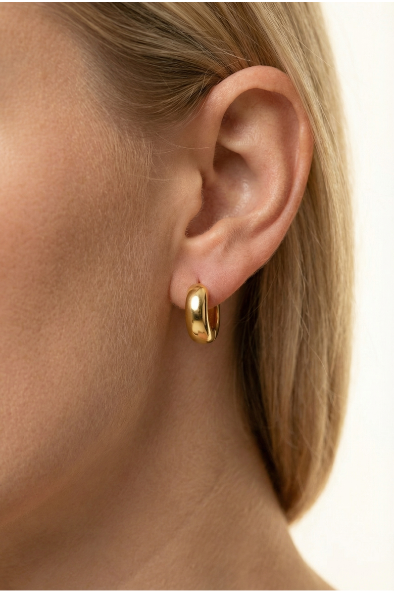 18K Gold Plated Modern Hoop Earrings, Alternate, color, 18K Gold Plated