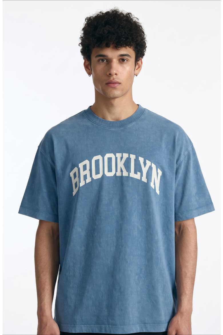 Brooklyn Oversized Cotton Graphic T-Shirt, Alternate, color, BLUE HAVEN