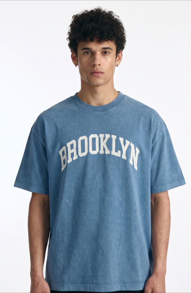 Brooklyn Industries Brooklyn Oversized Cotton Graphic T-Shirt, Alternate, color, Blue Haven