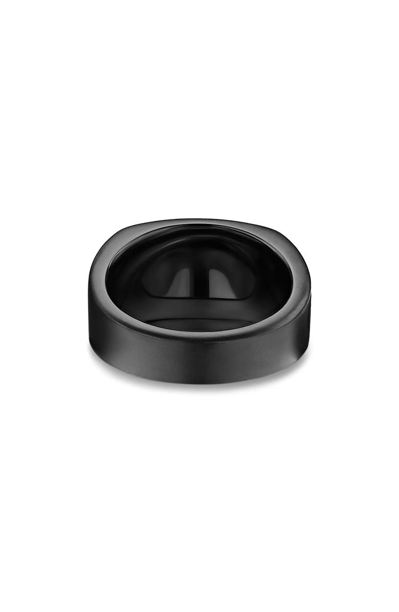 David Yurman Chevron Three Sided Signet Ring, Black Titanium, 12.5mm, Alternate, color, Black