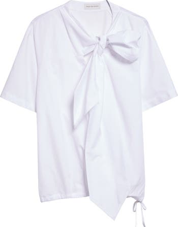 Dries Van Noten Curbin Bow Neck Cotton T-Shirt | Nordstrom