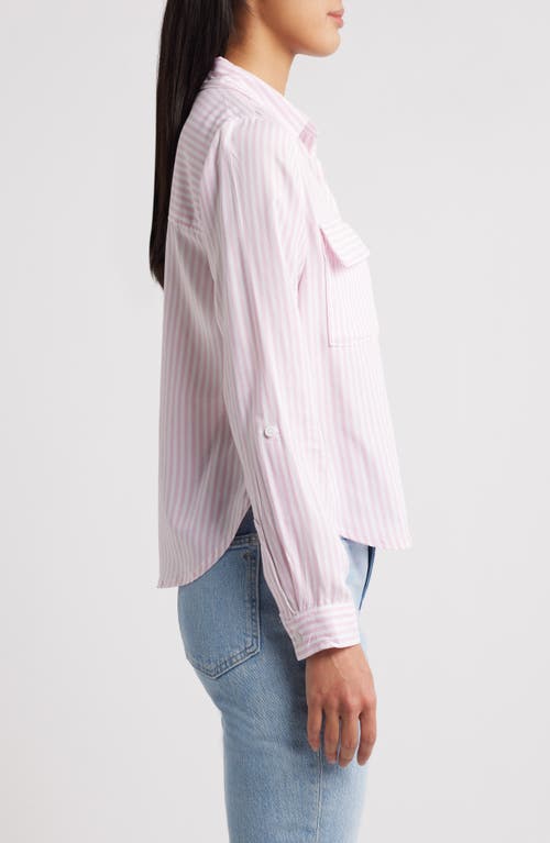 Beachlunchlounge Fallon Crop Button-up Shirt In Pink