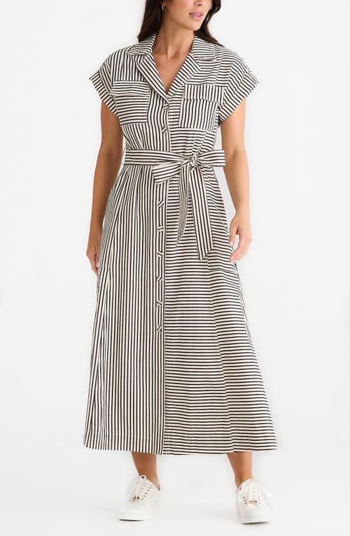 BRAVE + TRUE BRAVE+TRUE PORTIA DIRECTIONAL STRIPE MAXI SHIRTDRESS 
