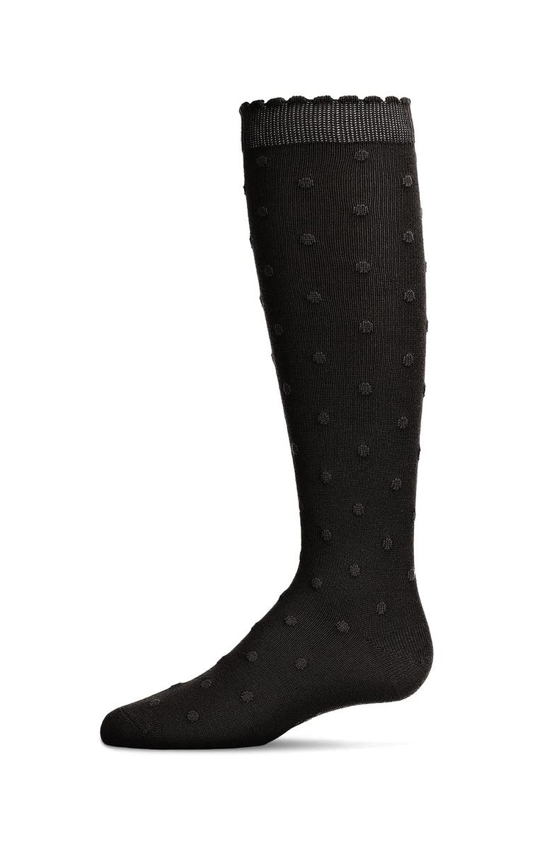 MeMoi Swiss Dot Knee High Socks, Main, color, Black