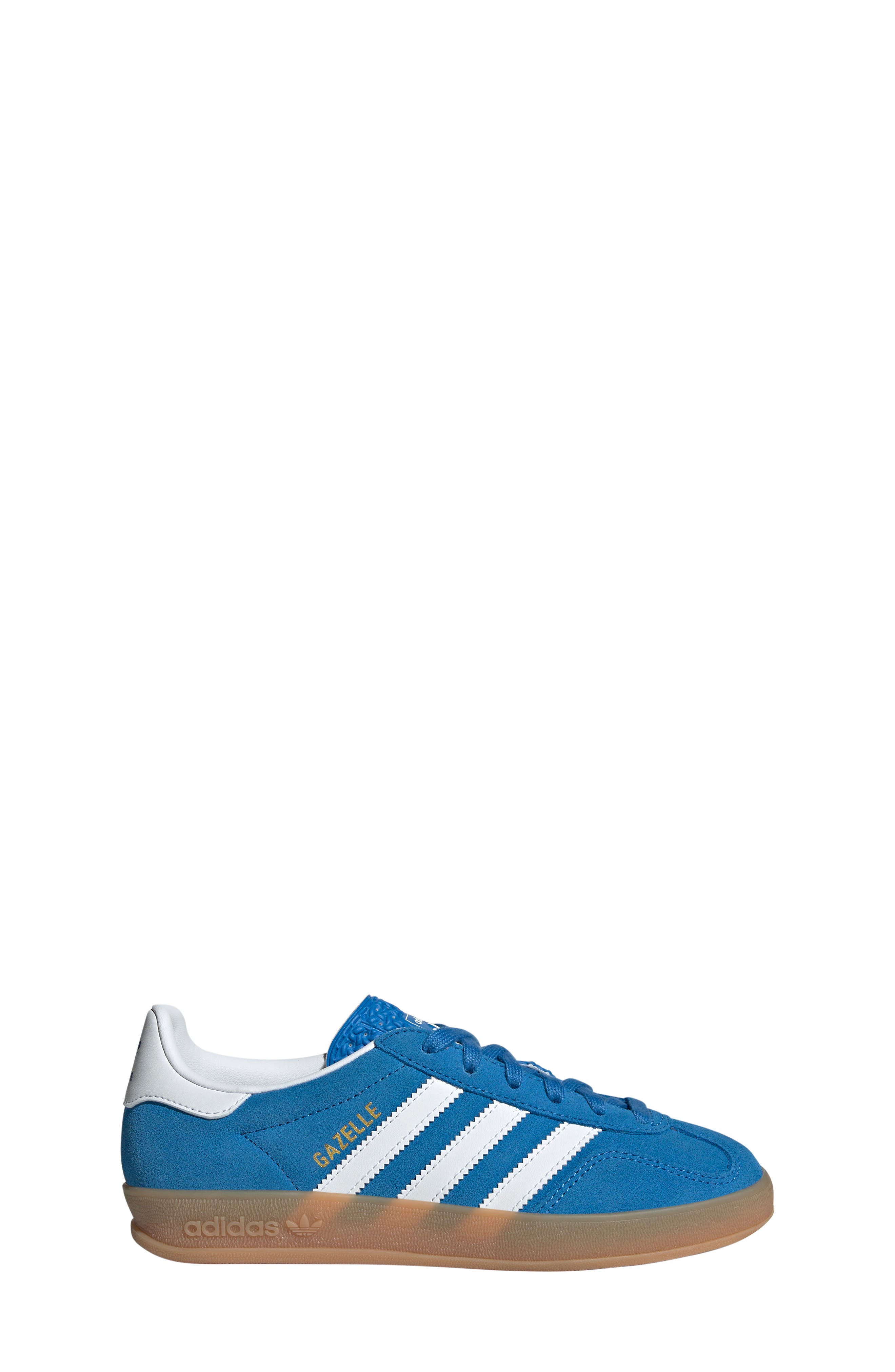 adidas Kids' Gazelle Indoor Sneaker, Alternate, color, Bluebird/ White/ Gum