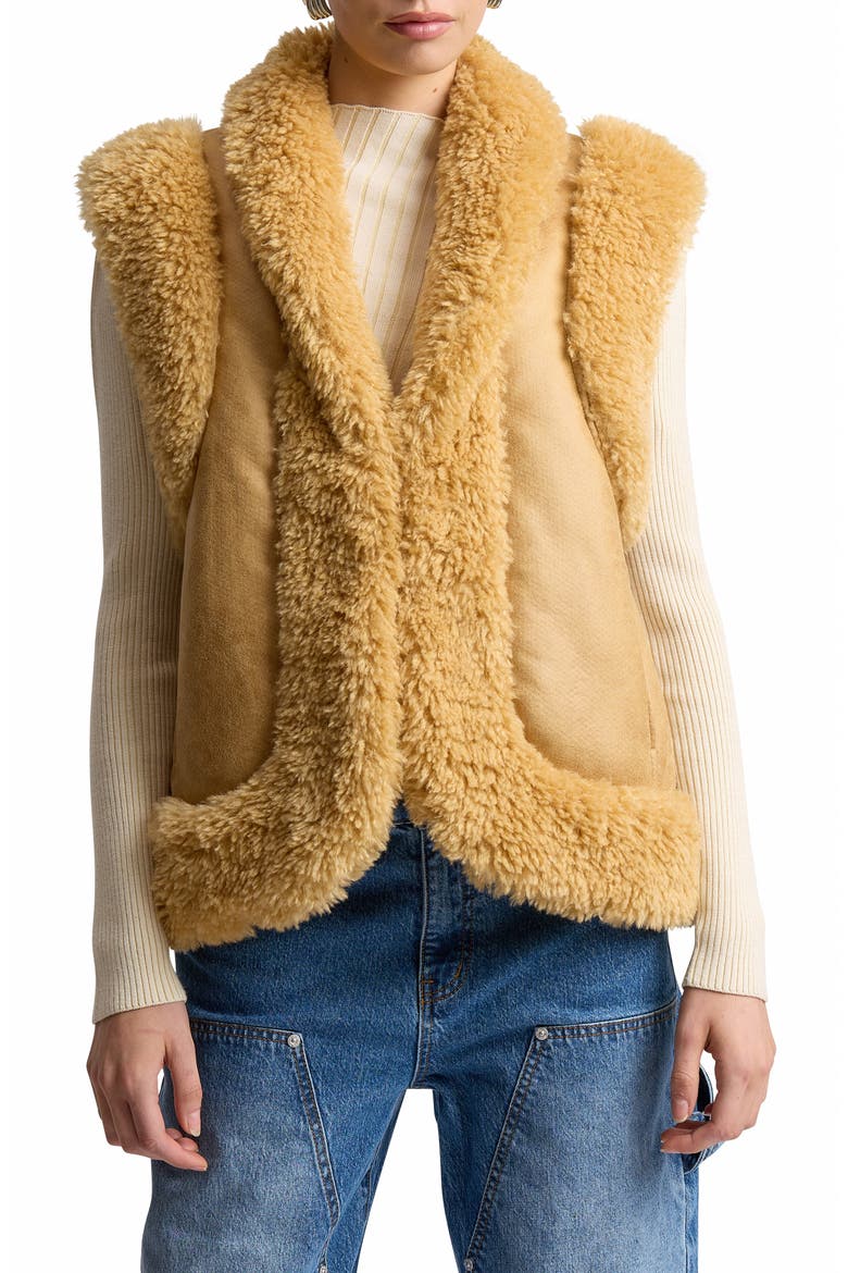 Faux Shearling Vest, Alternate, color, TOFFEE