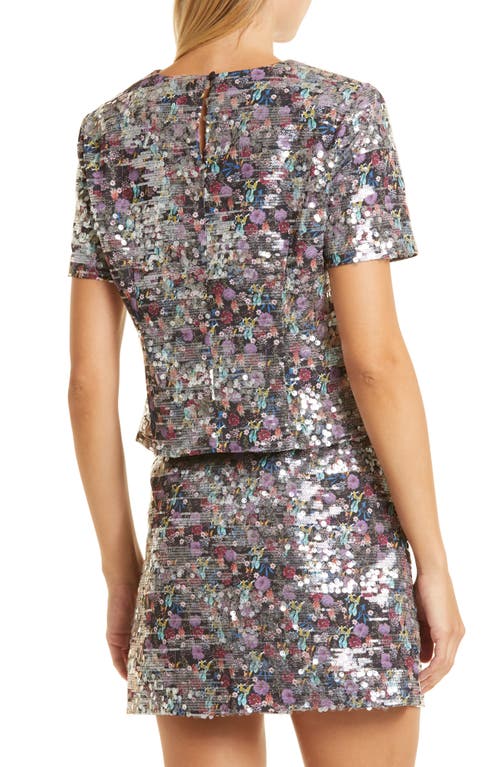 Club Monaco Floral Sequin Top In Multi