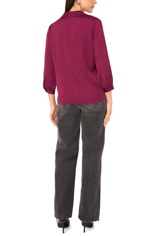Vince Camuto Notch Collar Crepe Top In Burgundy