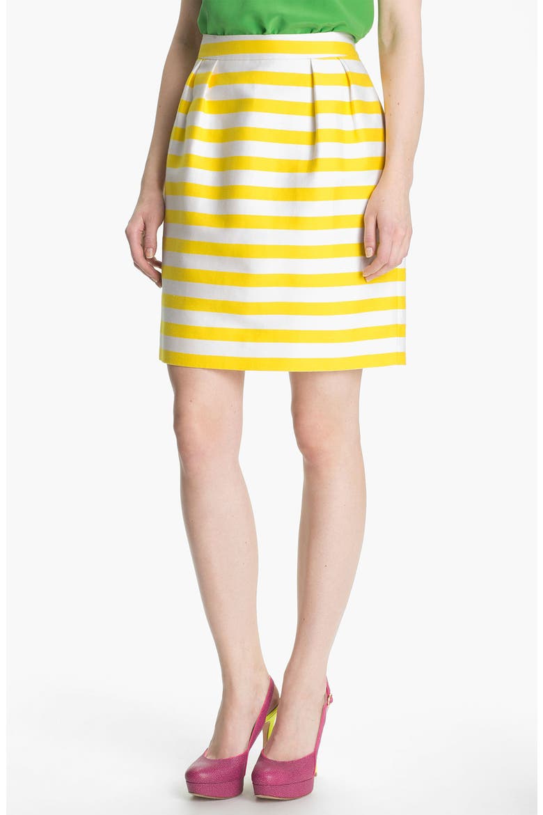'barry' silk blend skirt, Main, color, DONOVAN YELLOW PETULA STRIPE