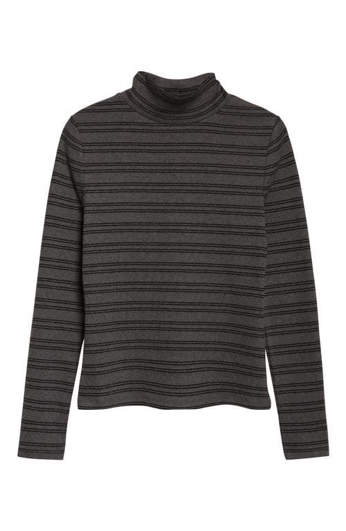 Veronica Beard Nate Stripe Turtleneck Cotton Blend Top In Gray