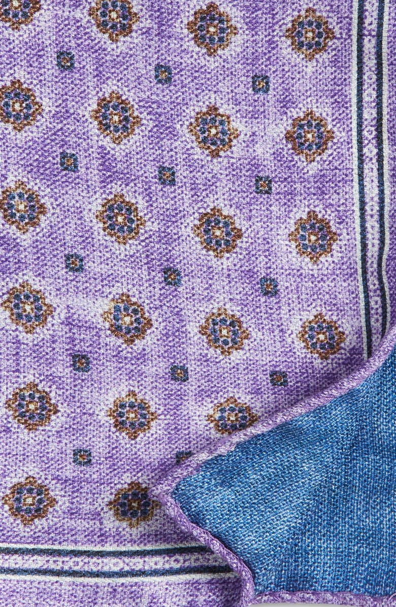 Nordstrom Diamond Medallion Silk Pocket Square, Alternate, color, Purple