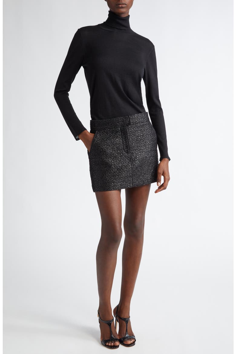 Fine Gauge Cashmere & Silk Turtleneck Sweater, Alternate, color, LB999 BLACK
