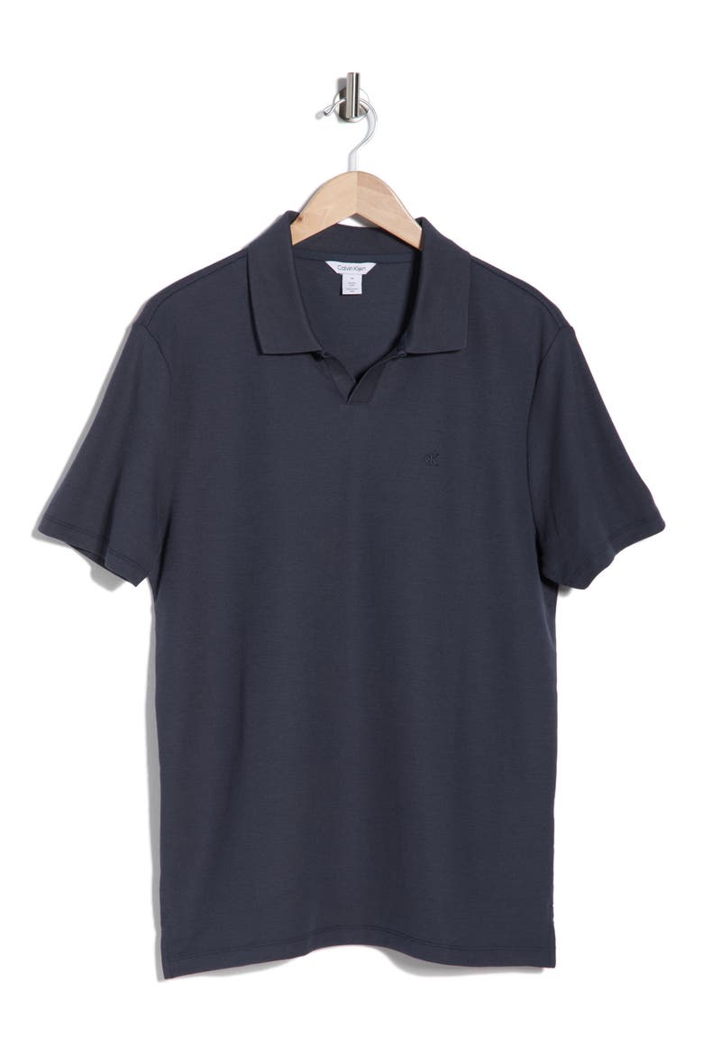 Micro Waffle Johnny Collar Top, Alternate, color, INK