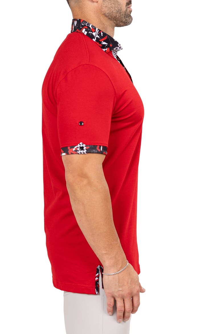 Newton Marthyr0027 Red Button-Down Piqué Polo, Alternate, color, RED