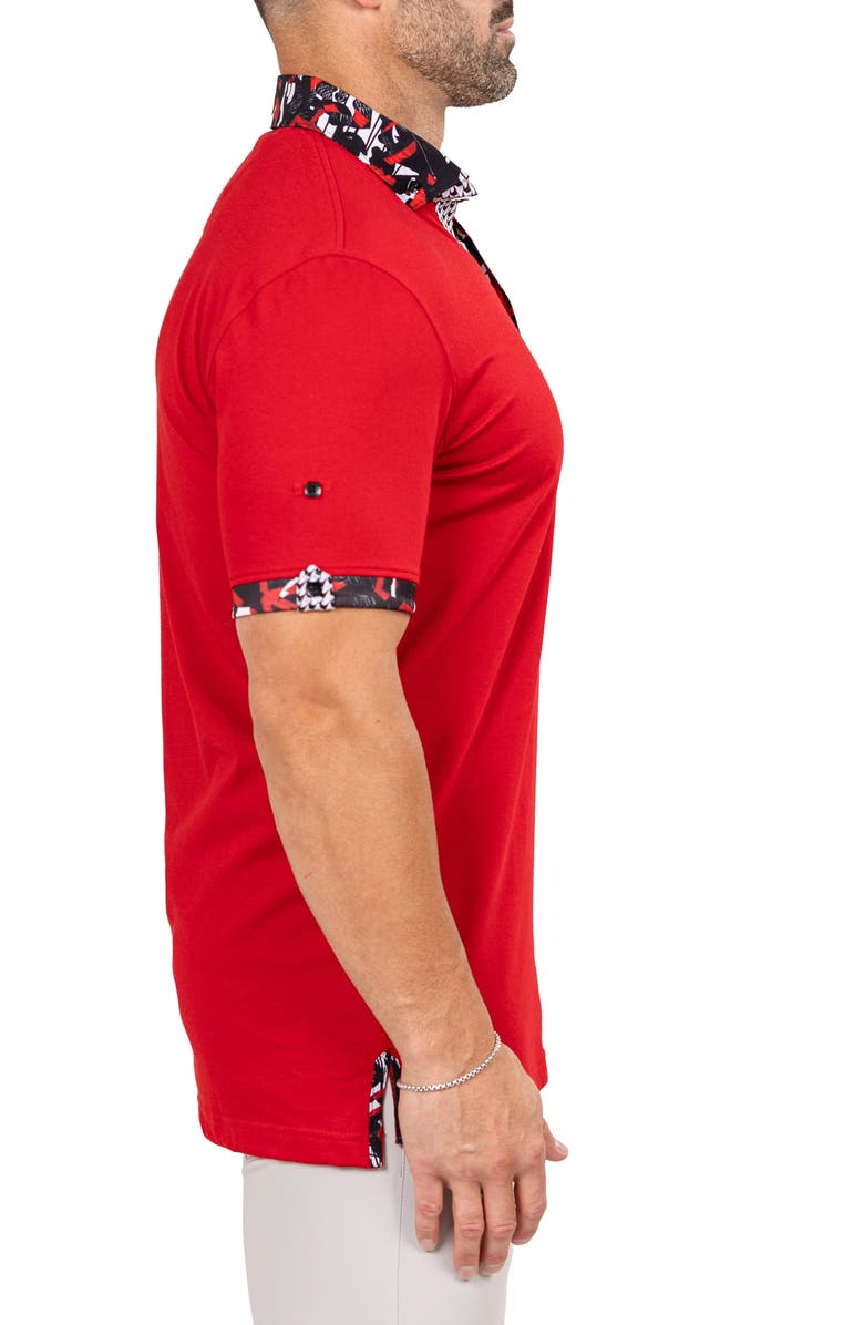 Maceoo Newton Marthyr0027 Red Button-Down Piqué Polo, Alternate, color, Red