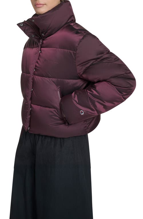 Champion Water Resistant Crop Puffer Jacket In Burgundy