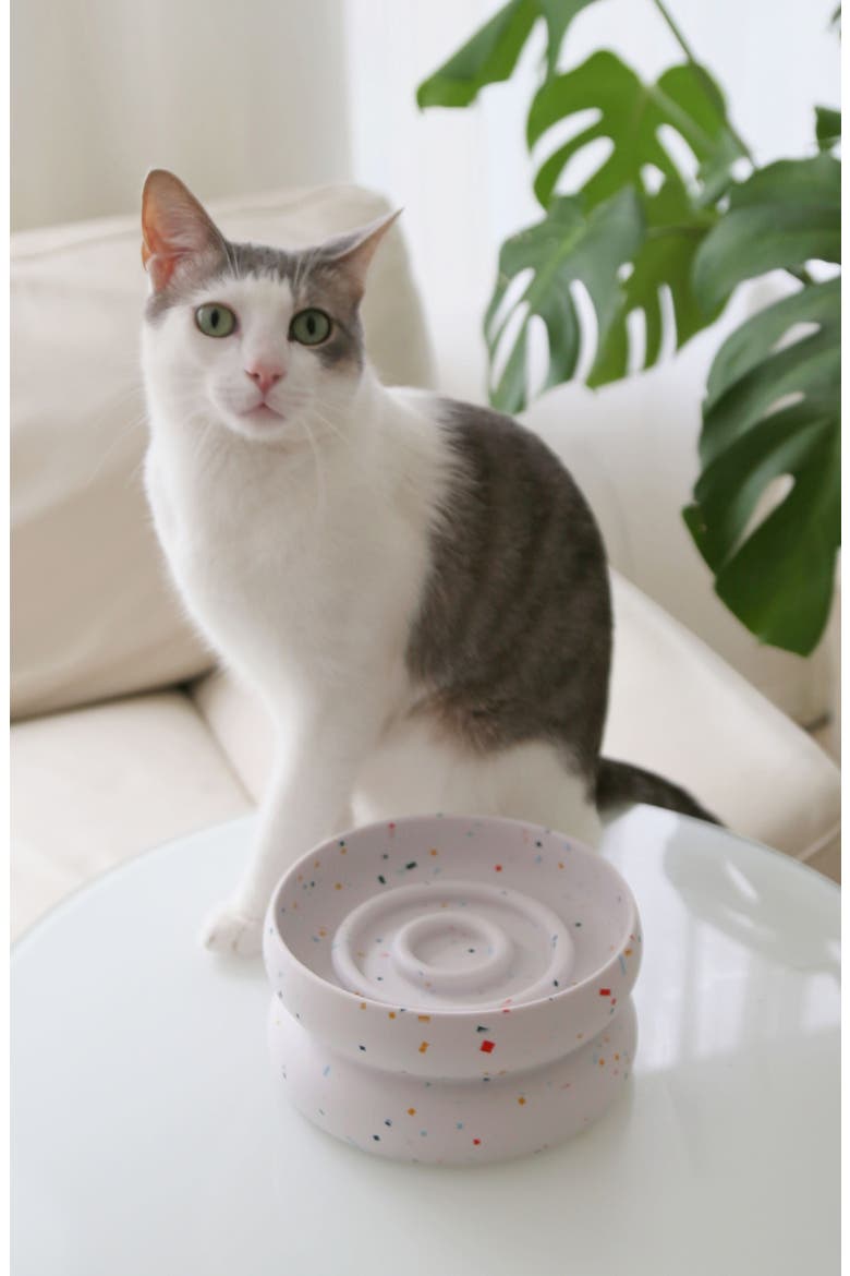 Halo Tempo Slow Feeder Pet Bowl, Alternate, color, WHITE SPECKLED