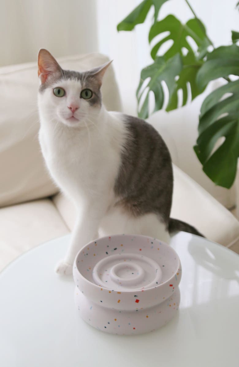 Catenary Halo Tempo Slow Feeder Pet Bowl, Alternate, color, White Speckled