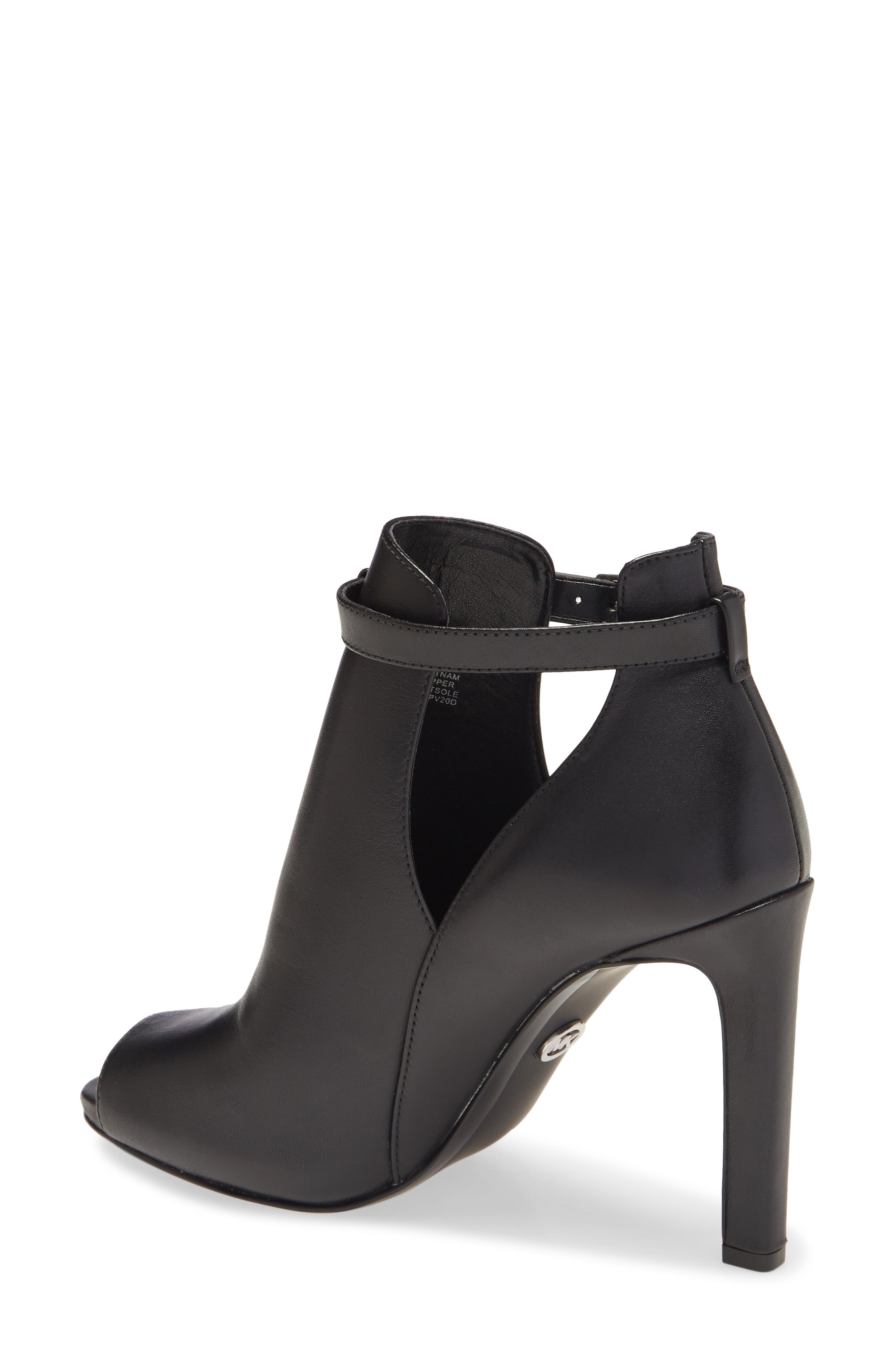Lawson Open Toe Bootie, Alternate, color, BLACK LEATHER