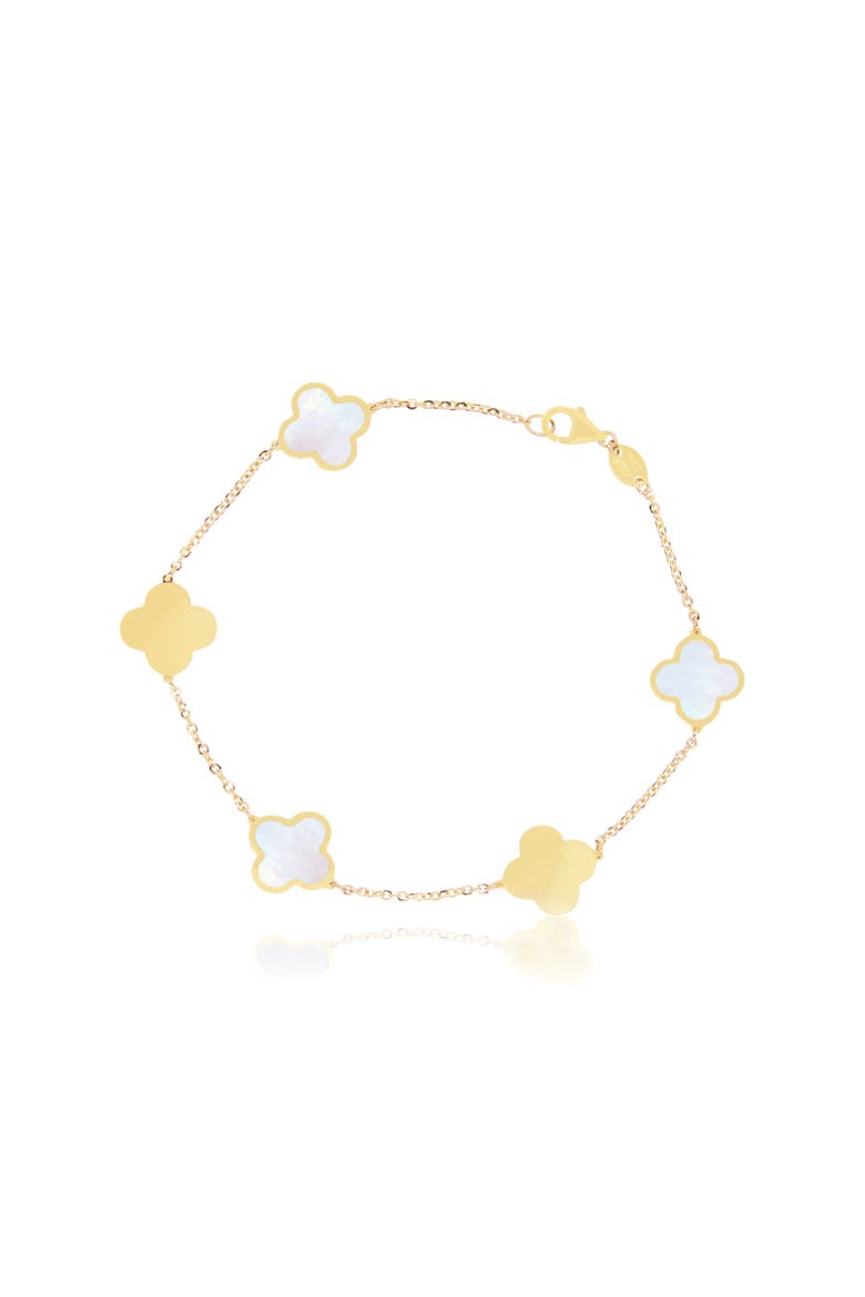 Small Mother of Pearl and Gold Clover Bracelet, Main, color, Mother of Pearl and Gold