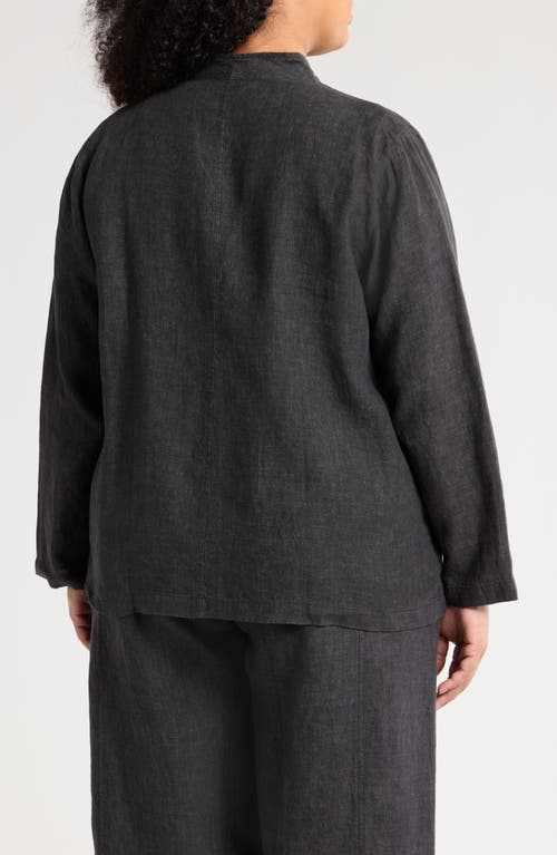 Eileen Fisher High Collar Organic Linen Jacket In Graphite