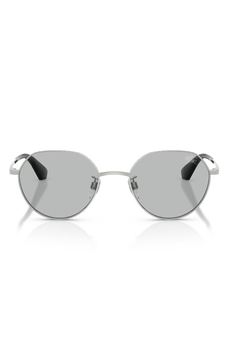 Burberry 51mm Round Sunglasses, Main, color, Silver / Light Grey