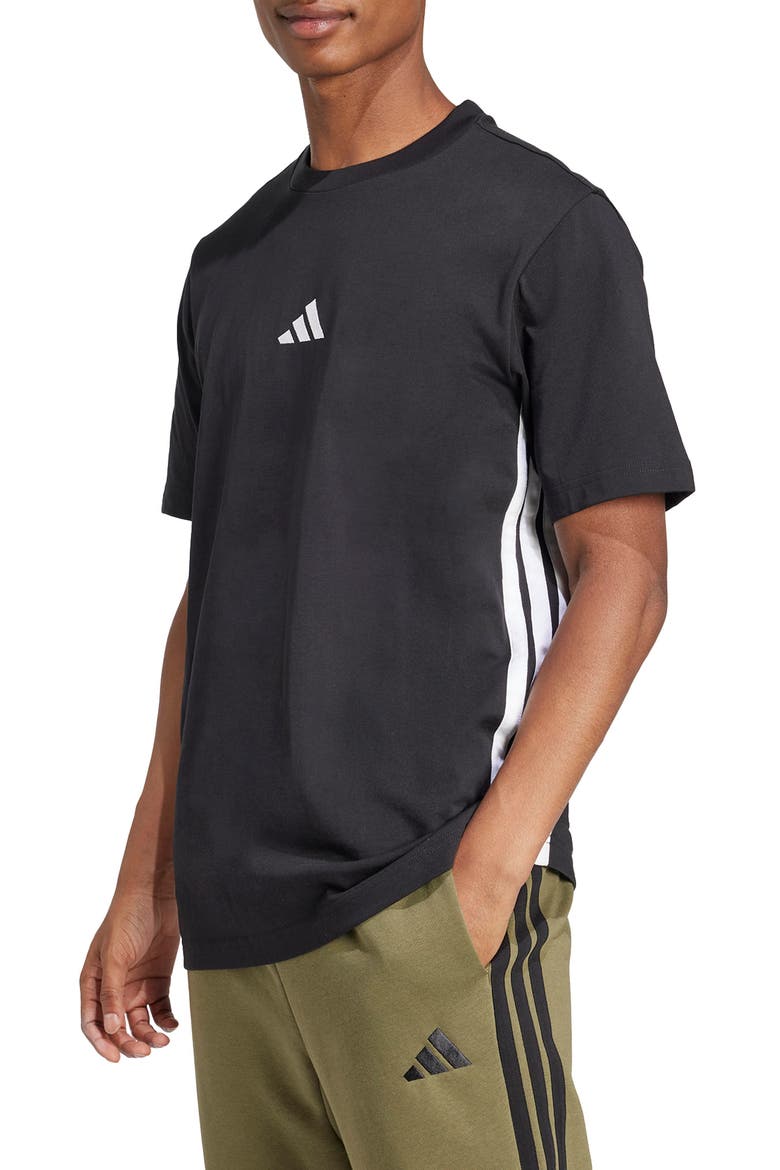 3-Stripes Cotton T-Shirt, Alternate, color, BLACK/WHIT