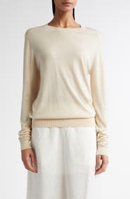 TOTEME Fine Silk & Cupro Crewneck Sweater